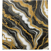 Chic Schwarz-weiß Gold Marmor Look Glamour Duschvorhang (Vorderseite)