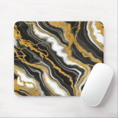 Chic Schwarz-weiß Gold Marmor Look Glamour Mousepad (Mit Mouse)