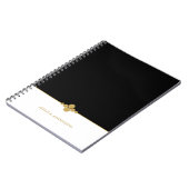 Chic Schwarz-weiß Gold Personalisiert Notizblock (Linke Seite)