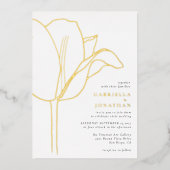 Chic Schwarz-weiß Gold Tulip Wedding Folieneinladung (Vorderseite)