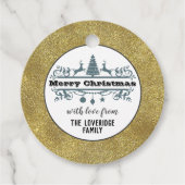 Chic Schwarz-weiß Gray Frohe Weihnachten Gold Glit Geschenkanhänger (Vorderseite)