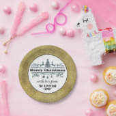 Chic Schwarz-weiß Gray Frohe Weihnachten Gold Glit Pappteller (Party)