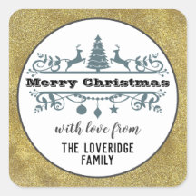 Chic Schwarz-weiß Gray Frohe Weihnachten Gold Glit