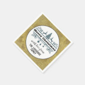 Chic Schwarz-weiß Gray Frohe Weihnachten Gold Glit Serviette (Ecke)