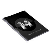 Chic Schwarz-weiß Gray Geometric Modern Monogram Notizblock (Rechte Seite)