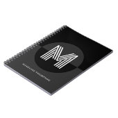Chic Schwarz-weiß Gray Geometric Modern Monogram Notizblock (Linke Seite)