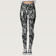 Chic Schwarz-weiß Grunge Muster Leggings