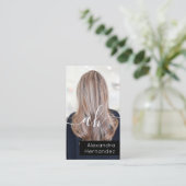 Chic Schwarz-weiß Hair Makeup Foto Initial Qr Code Visitenkarte (Stehend Vorderseite)