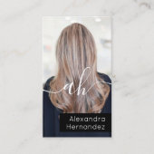 Chic Schwarz-weiß Hair Makeup Foto Initial Qr Code Visitenkarte (Vorderseite)