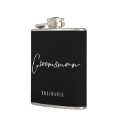 Chic Schwarz-weiß Hochzeit Moderner, maßgeschneide Flachmann (Links)