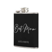 Chic Schwarz-weiß Hochzeit Moderner, maßgeschneide Flachmann (Links)