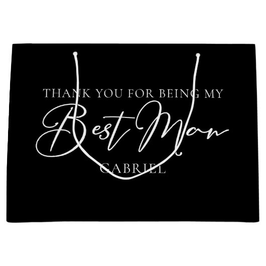 Chic Schwarz-weiß Hochzeit Moderner, maßgeschneide Große Geschenktüte (Vorderseite)