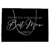 Chic Schwarz-weiß Hochzeit Moderner, maßgeschneide Große Geschenktüte (Rückseite)