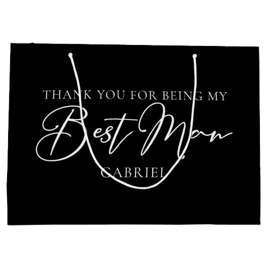 Chic Schwarz-weiß Hochzeit Moderner, maßgeschneide Große Geschenktüte (Rückseite)