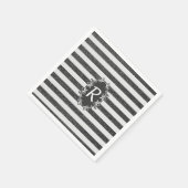 Chic Schwarz-weiß Imitats Glitzer Streifen Monogra Serviette (Ecke)