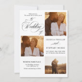 Chic Schwarz-weiß in einem Skript-Foto Hochzeit Einladung (Vorderseite)