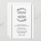 Chic Schwarz-weiß Laurel Wreath Branches WEDING Einladung (Vorne/Hinten)