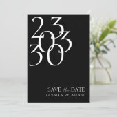Chic Schwarz-weiß Minimal Typografy Wedding Save The Date (Stehend Vorderseite)