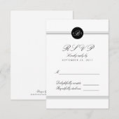 Chic Schwarz-weiß Monogram Response RSVP Card Karte (Vorne/Hinten)