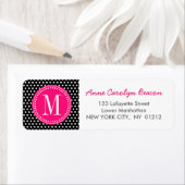 Chic Schwarz-weiß Polka Dots Hot Pink Personalisie (Insitu)