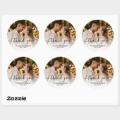 Chic Schwarz-weiß Script Wedding Foto Vielen Dank Runder Aufkleber (Blatt)