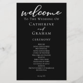 Chic Schwarz-weiß Script Wedding Program (Vorderseite)