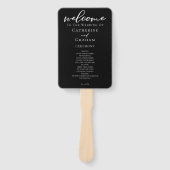 Chic Schwarz-weiß Script Wedding Program Fächer (Vorderseite)