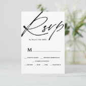 Chic Schwarz-weiß Scriptkalligraphie uAwg wedding RSVP Karte (Stehend Vorderseite)