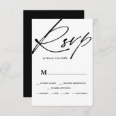 Chic Schwarz-weiß Scriptkalligraphie uAwg wedding RSVP Karte (Vorne/Hinten)