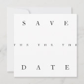 Chic Schwarz-weiß Simple Typografy Wedding Save The Date (Rückseite)