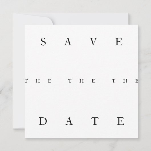 Chic Schwarz-weiß Simple Typografy Wedding Save The Date (Rückseite)