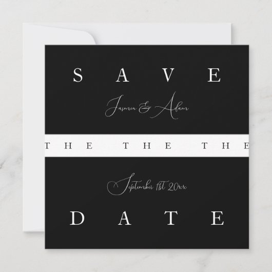 Chic Schwarz-weiß Simple Typografy Wedding Save The Date (Vorderseite)