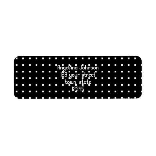 Chic Schwarz-weiß Square Pattern Address Label (Vorne)