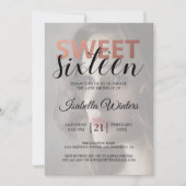 Chic Schwarz-weiß Stripes Rosa Sweet 16 Foto Einladung (Vorderseite)