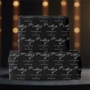 Chic Schwarz-weiß Typografy Personalisiert Wedding Geschenkpapier