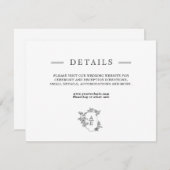 Chic Schwarz-weiß Wedding Details Umschließungskar (Vorne/Hinten)