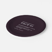 Chic Schwarz-weiß Wedding Fact Napkins Papierplatt Pappteller (Schrägansicht)