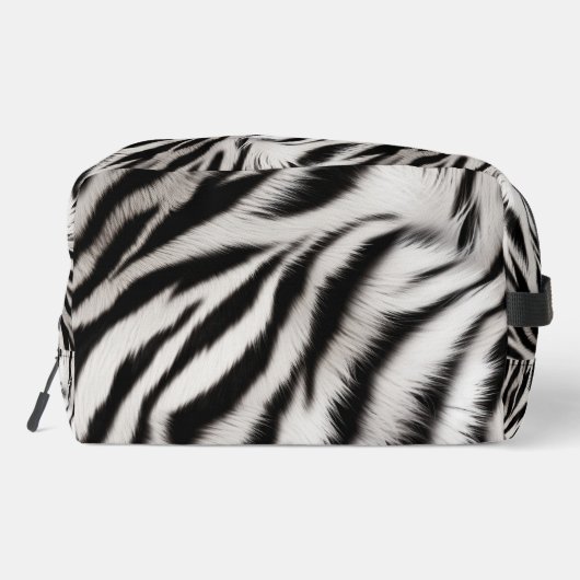 Chic Schwarz-weiß Zebra Animal Print Waschbeutel (Rückseite)
