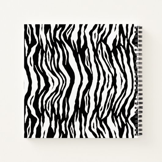 Chic Schwarz-weiß Zebra Print Monogram Sketchbook Notizblock (Rückseite)