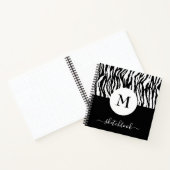 Chic Schwarz-weiß Zebra Print Monogram Sketchbook Notizblock (Innenseite)