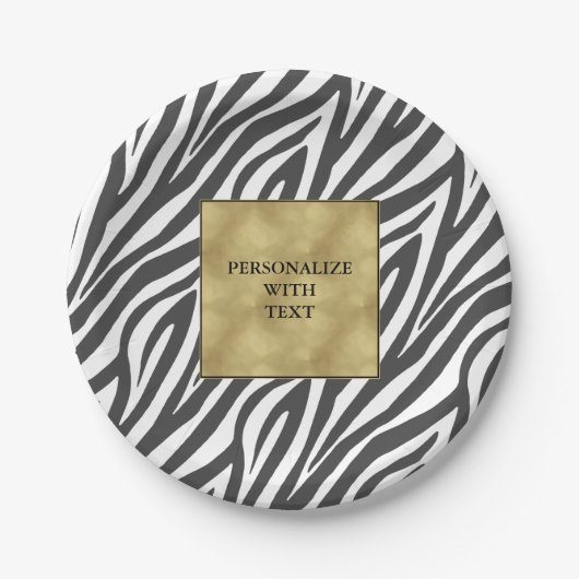 Chic Schwarz-weiß Zebra Print Pappteller (Vorderseite)