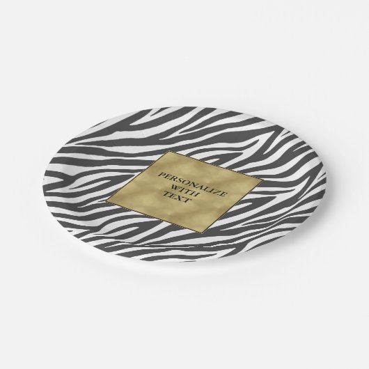 Chic Schwarz-weiß Zebra Print Pappteller (Schrägansicht)