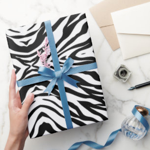 Chic Schwarz-weiß zebra print safari Geburtstagspa Geschenkpapier