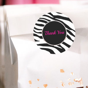 Chic Schwarz-weiß zebra print safari Geburtstagspa Runder Aufkleber