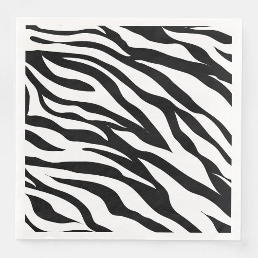 Chic Schwarz-weiß zebra print safari Geburtstagspa Serviette (Vorderseite)