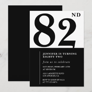 Chic Schwarz Weiß zum 82. Geburtstag Einladung