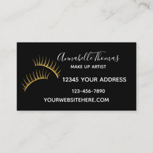 Chic-Schwarz-weiße GoldEyelashes Visitenkarte