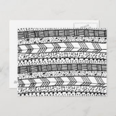 Chic Schwarz-weiße Hand gezeichnet Stammmuster Postkarte (Vorne/Hinten)