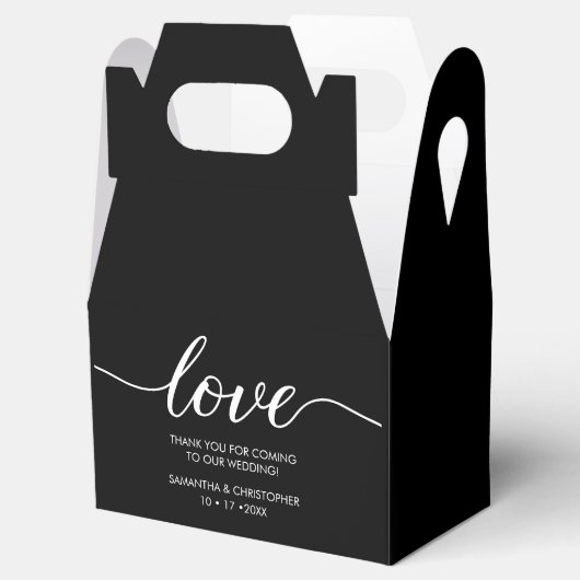 Chic Schwarz-weiße Liebe Script Custom Wedding Geschenkschachtel (Geöffnet)