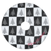 Chic Schwarz-weiße Weihnachtsbäume Gestaltungsmust Polyester Weihnachtsbaumdecke (Vorderseite)